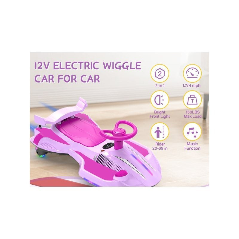 Riding twist car, children's electric twist car, 360° rotating swing car riding toy, with spray function, music suitable for 3 years old and above-lingkun