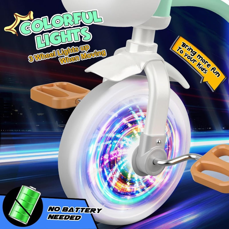 Toddler Tricycle for 13 35 Year Olds Colorful Lighting Toddler Bike Baby Toys for Ages 24 Boys 3Level Adjustable Seat 2 3 4 5 Year Old Birthday Gifts