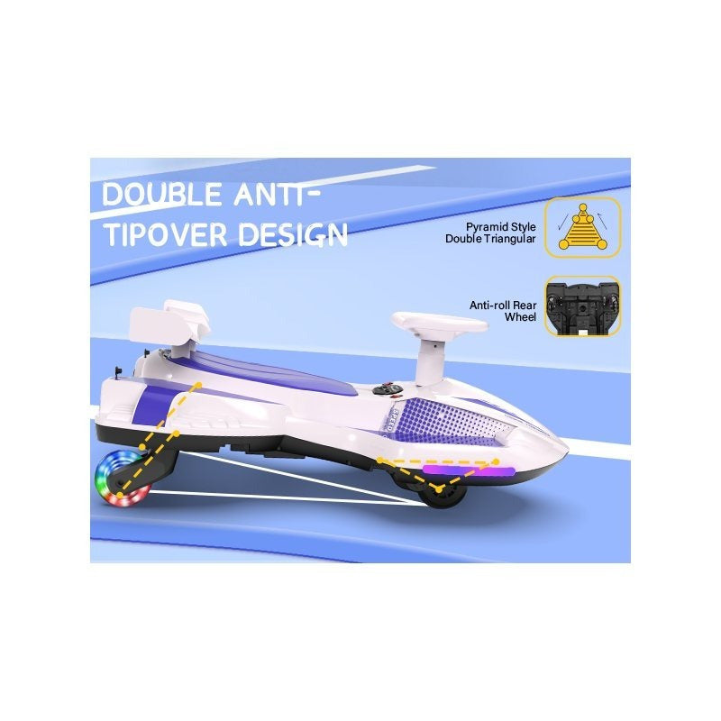 Riding twist car, children's electric twist car, 360° rotating swing car riding toy, with spray function, music suitable for 3 years old and above-lingkun