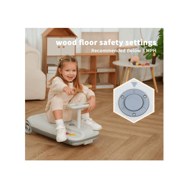 Portable Go Kart, Variable Speed For Kids, 5 Speeds Available, Cleaning Go Kart For 3+ Year Old (Includes Mop), Kids' Wiggle Car With Large Storage Gift For Mother'S Day