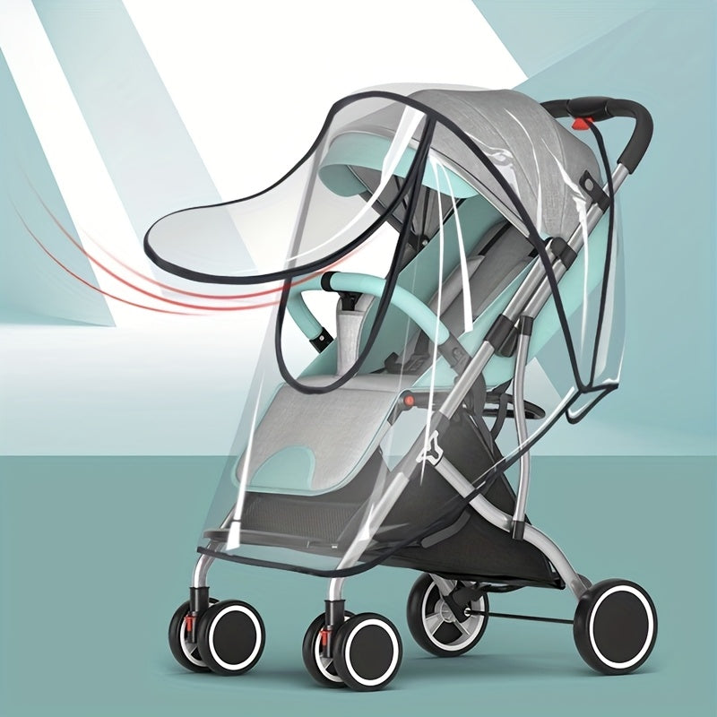 Stroller Rain Cover Windproof Baby Travel Stroller Trolley Umbrella Raincoat-Stroller Accessories
