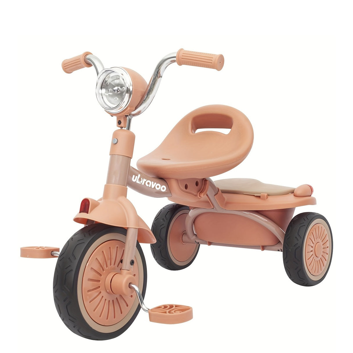 UBRAVOO Youngsters Foldable Tricycle Trike with Pedals, Unique PU Wheels with Elasticity Shock-absorbing Effect, Cool Lights, 1-5 Years