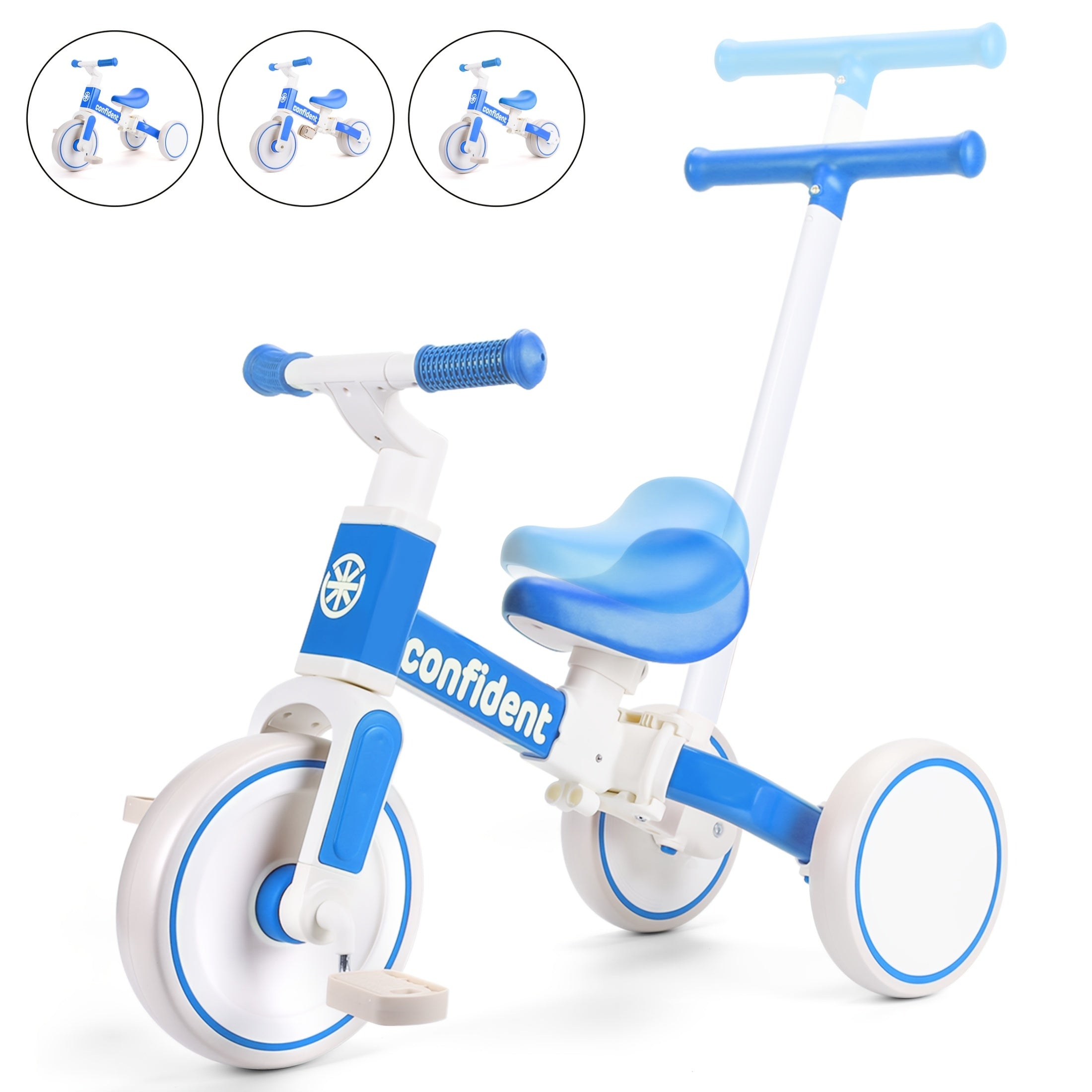 Baby Balance Bike for Kids 1-3 Years Old - 5-in-1 Adjustable Toddler Trike with Parent Steering Handle, Detachable Foot Pedals & Comfort Cushion - Convertible to Stroller, Scooter, Bike - Christmas Birthday Gift for Boys Girls, Tricycle for Toddlers