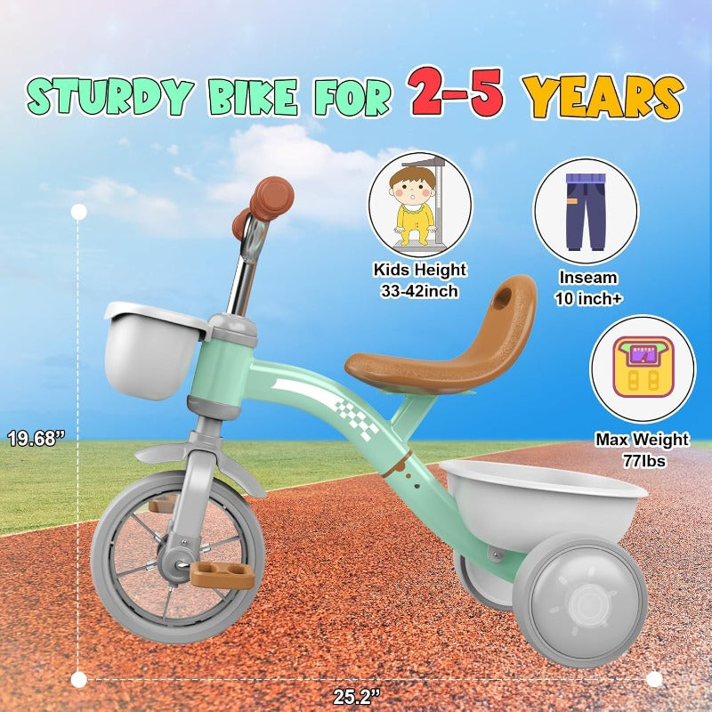Toddler Tricycle for 13 35 Year Olds Colorful Lighting Toddler Bike Baby Toys for Ages 24 Boys 3Level Adjustable Seat 2 3 4 5 Year Old Birthday Gifts