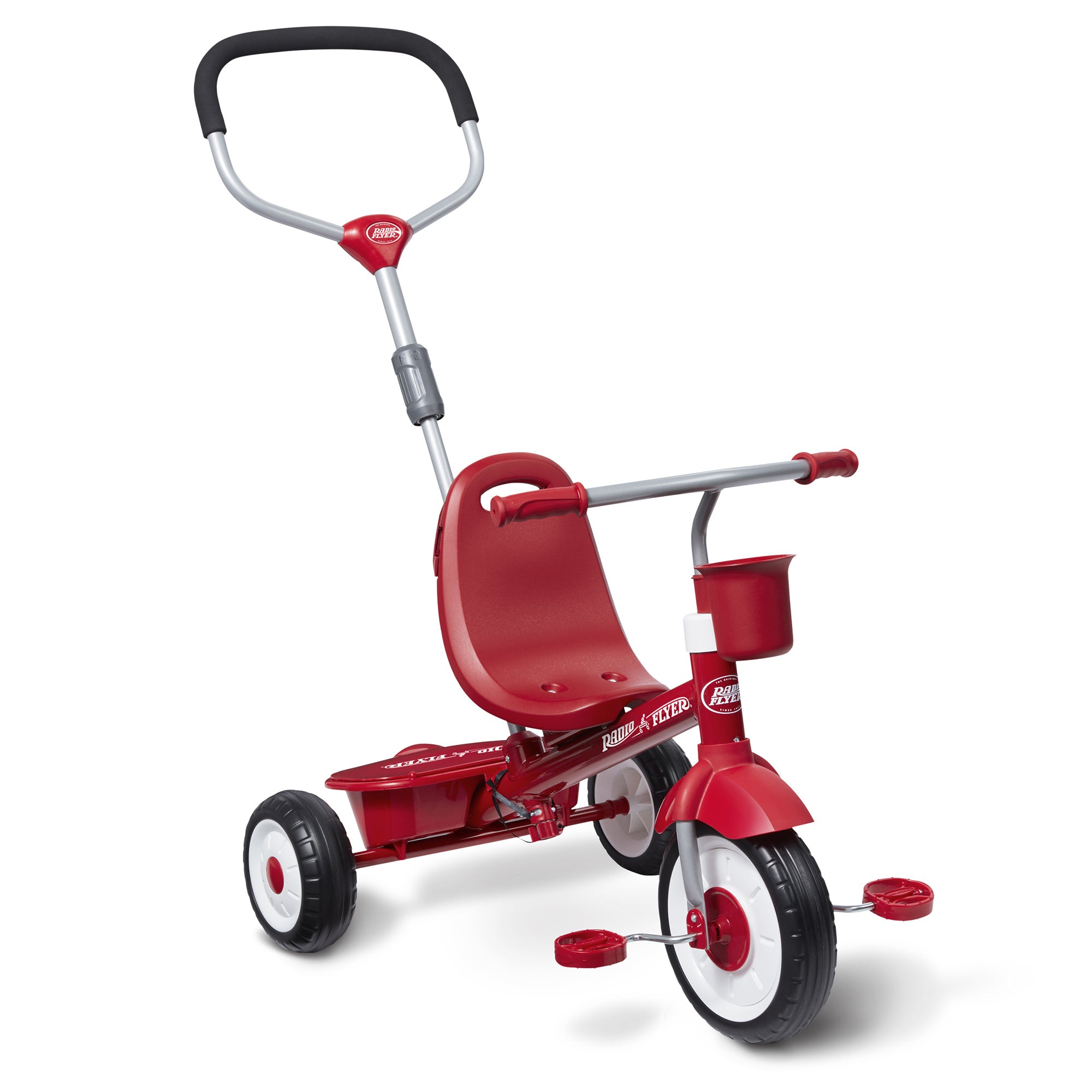Radio Flyer Stroller Tricycle, EZ Fold 4-in-1 Stroll 'N Trike for Infant & Toddler, Red