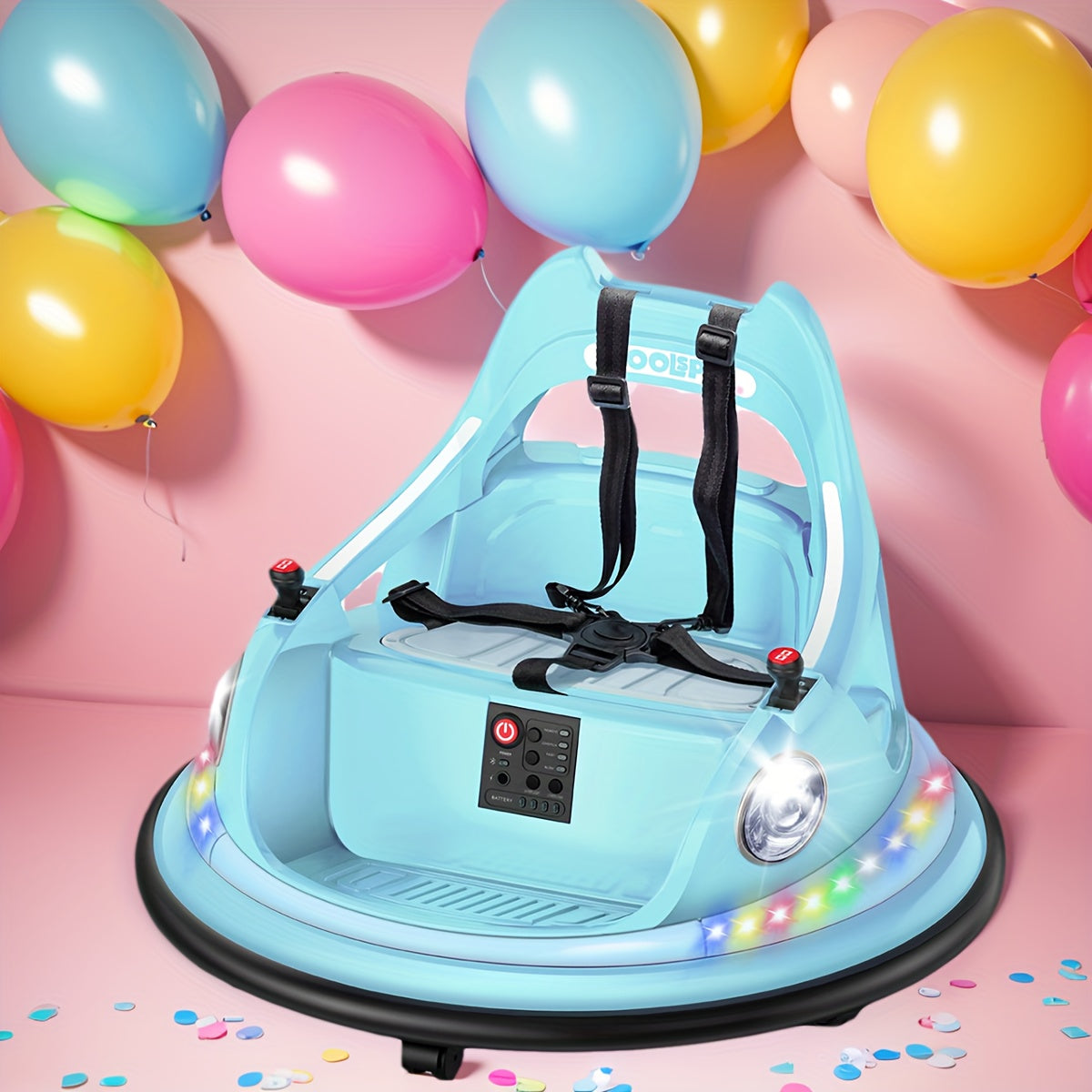 12V Kids Bumper Car, Toddlers Ride On Car With Remote Control, Electric Bumper Car With 360 Degree Spin, LED Lights, Music, 1.9MPH Max, 3-5 Years Old, Toy Gifts, Lavender, Blue, Red, Orange