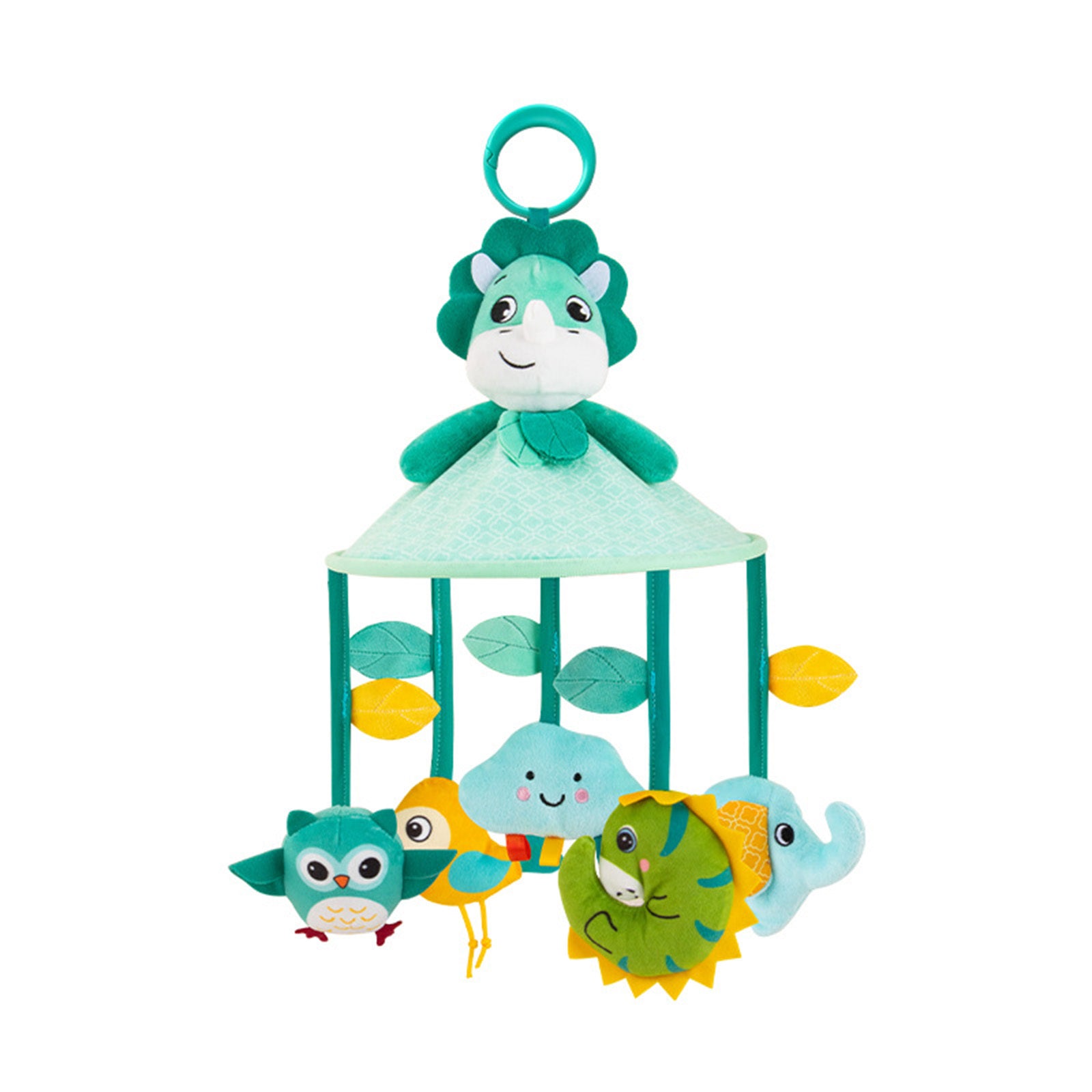 Colorful Animal Carousel Hanging Activity Toys with Teether & Rattle for Stroller and Car Seat, Suitable for and Up - Multiple Sensory Stimulators, Clip-On Design, Blue