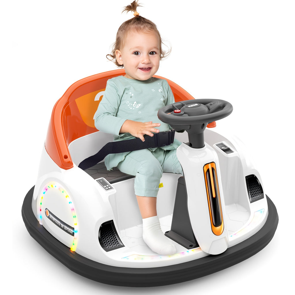 12V Electric Ride On Bumper Car for Kids & Toddlers 1.5, Baby Bumping Toy W\u002FRemote Control & 360 Degree Spin, Unique Steering Wheel Design And Seat Belt Protection, Birthday Gift