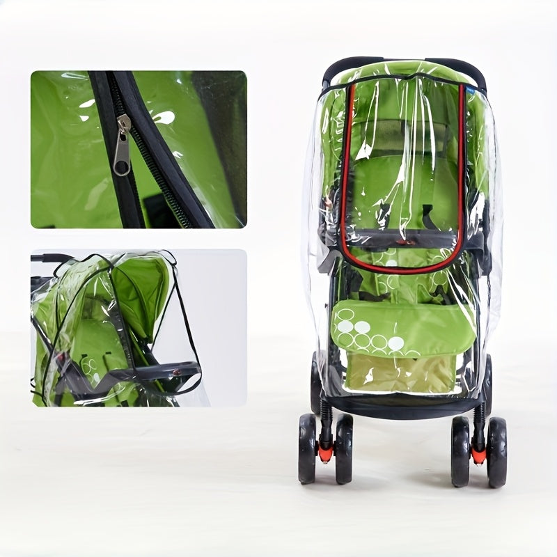 Stroller Rain Cover Windproof Baby Travel Stroller Trolley Umbrella Raincoat-Stroller Accessories