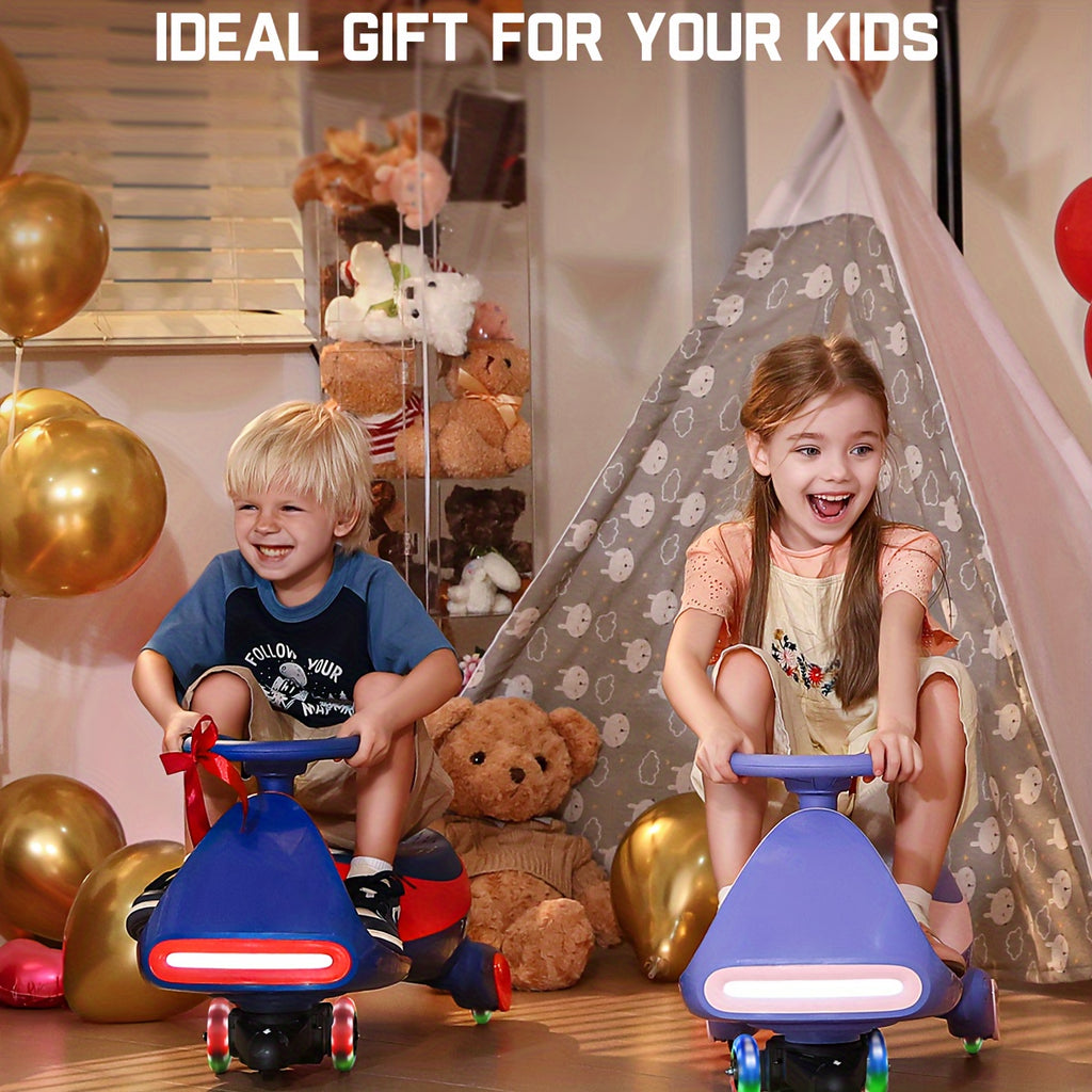 Easter Gifts for Kids6V Electric Wiggle Car with Pedal, Rechargeable Battery, 2 in 1 Swing Car, 2 Speed Ride on Toy, Anti-Rollover, Flashing Wheels, for Ages 3 And Up, 150 Lbs, Pink