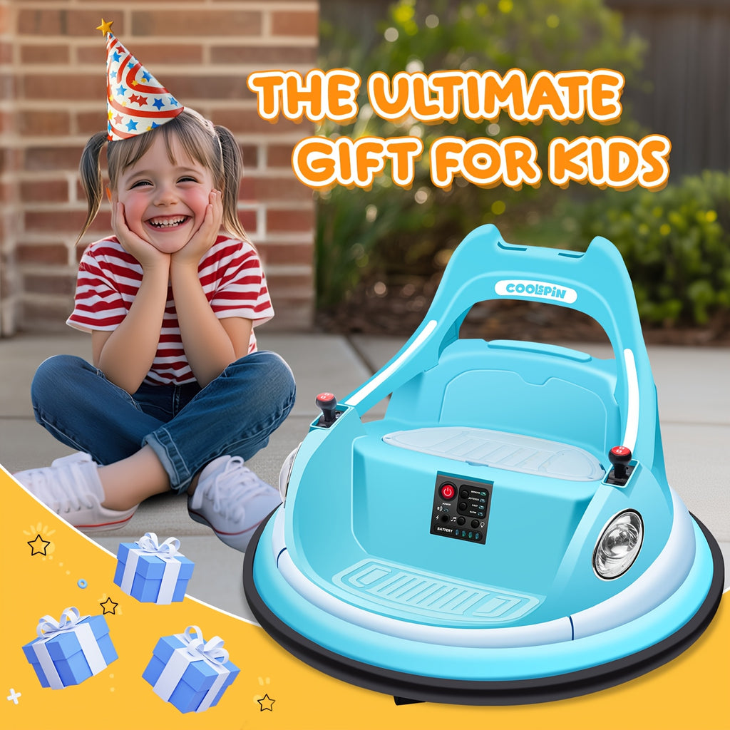 12V Electric Bumper Car For Kids With Remote Control, 360° Spin, LED Lights & Music, Ride-On Toy For Toddlers