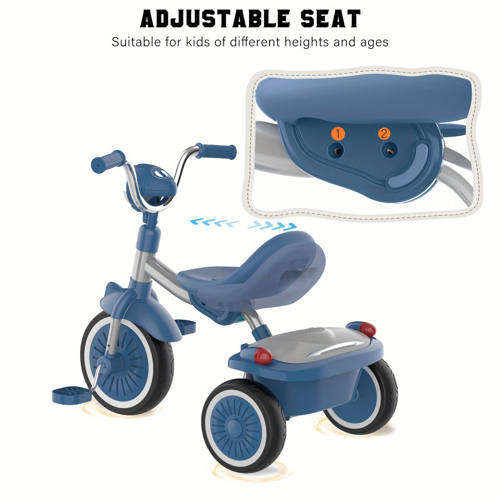 UBRAVOO Baby Tricycle, Foldable Toddler Trike with Pedals, Unique PU Wheels with Elasticity Shock-absorbing Effect, Cool Lights, Baby First Walker Trike for 1-5 Years Old Girls, Boys