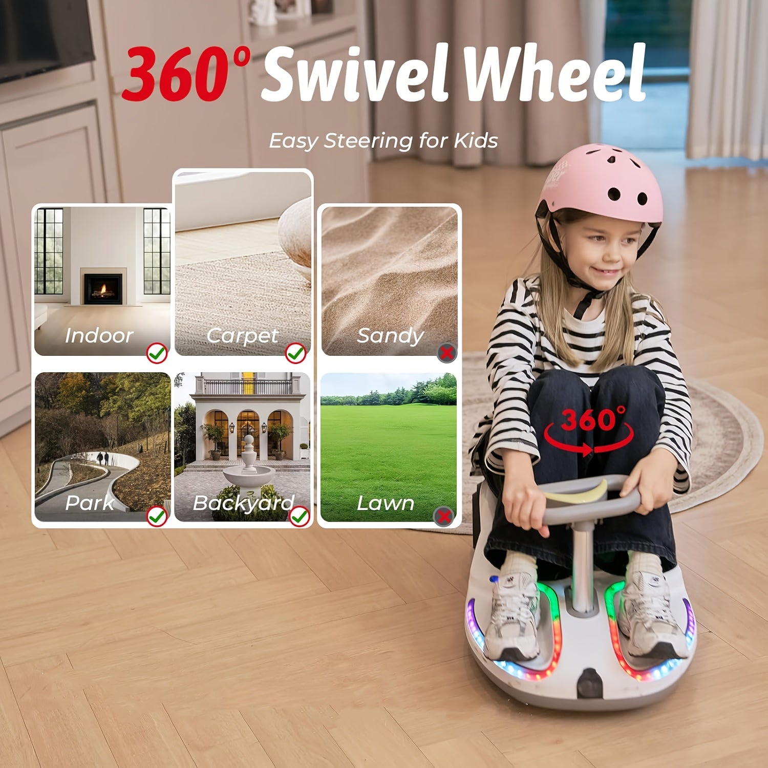 Electric Wiggle Car, 4in 1 Wiggle Car Ride On Toy, Lithium Rechargeable Battery, 3 Speed Modes, Rollover And Easy Assembly, 100+ Lights Modes, Wireless, Wiggle Car for Ages 3+, The Best Birthday And Holiday Gift for Children