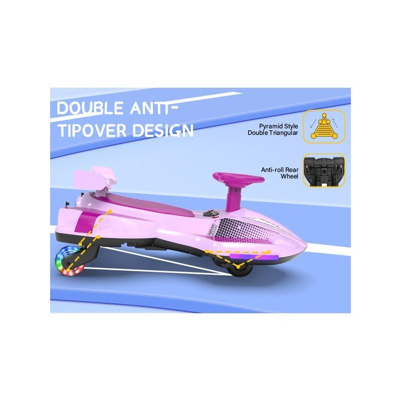 Riding twist car, children's electric twist car, 360° rotating swing car riding toy, with spray function, music suitable for 3 years old and above-lingkun