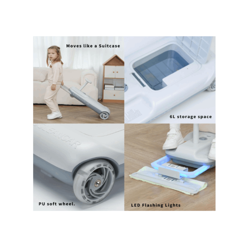 Portable Go Kart, Variable Speed For Kids, 5 Speeds Available, Cleaning Go Kart For 3+ Year Old (Includes Mop), Kids' Wiggle Car With Large Storage Gift For Mother'S Day