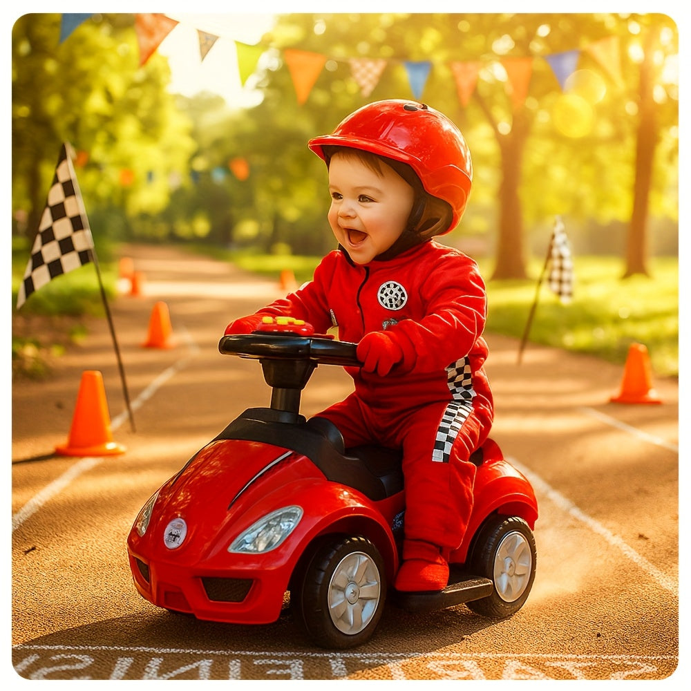 3-in-1 Youngsters Playset: Pink Push, Ride & Walker Car with Guardrail, Music & Under Seat Storage - Safe & Fun for Indoor\u002FOutdoor Play, Ages 18-36 Months, Youngsters Toys