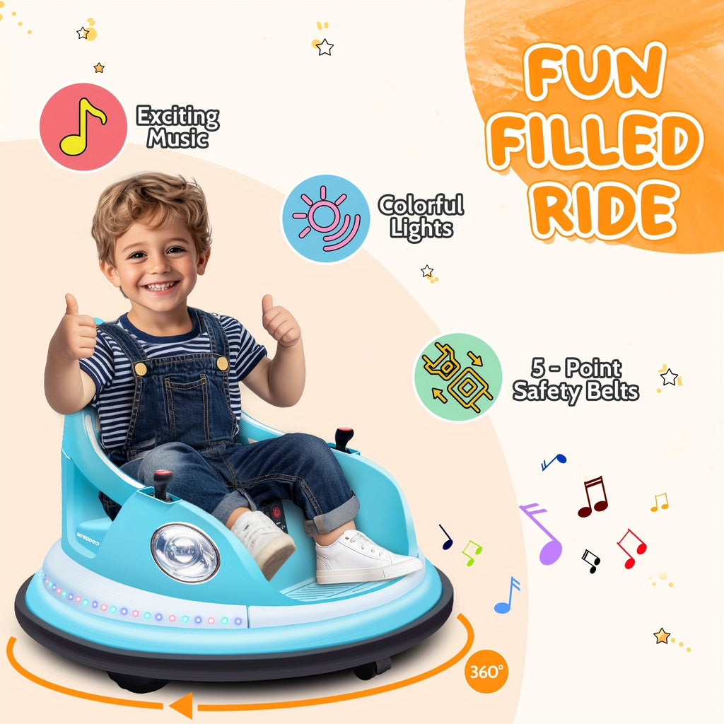 12V Electric Bumper Car For Kids With Remote Control, 360° Spin, LED Lights & Music, Ride-On Toy For Toddlers