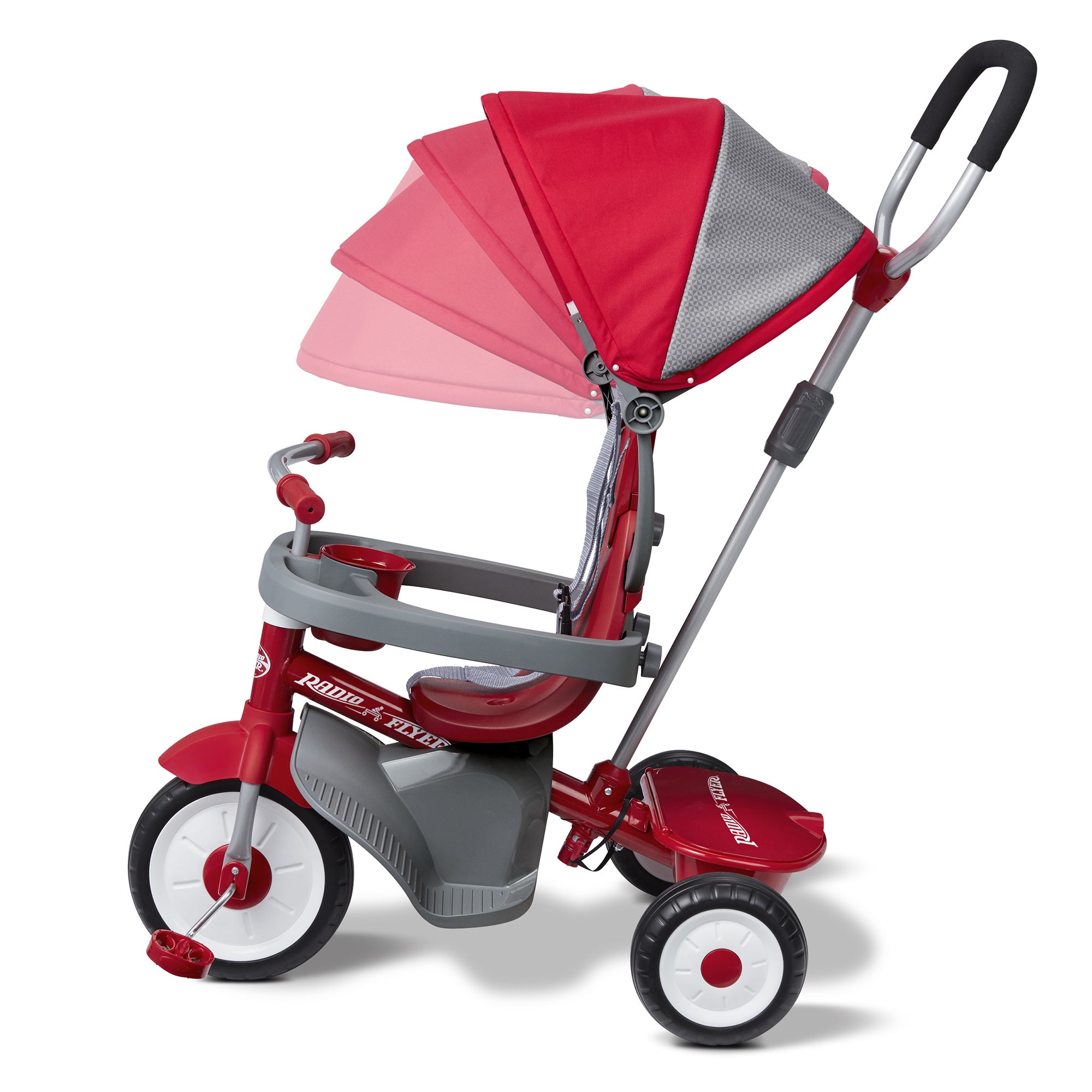 Radio Flyer Stroller Tricycle, EZ Fold 4-in-1 Stroll 'N Trike for Infant & Toddler, Red