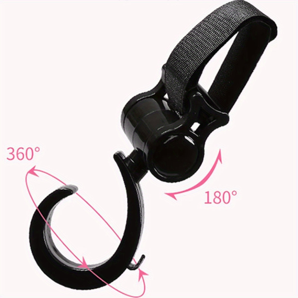 2\u002F 1pc Walker Hook Hanging, 360° Rotation Multipurpose Stroller Hooks for Hanging Diaper Bags, Stroller Wheelchair Hanger Clip Accessories, for Walker, Shopping Cart, Car Back Seat